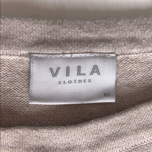 Vila Oatmeal Split Sleeve Crewneck Sweater XS women’s - Picture 3 of 7